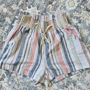 Ci Sono Multicolor Striped High Waist Shorts